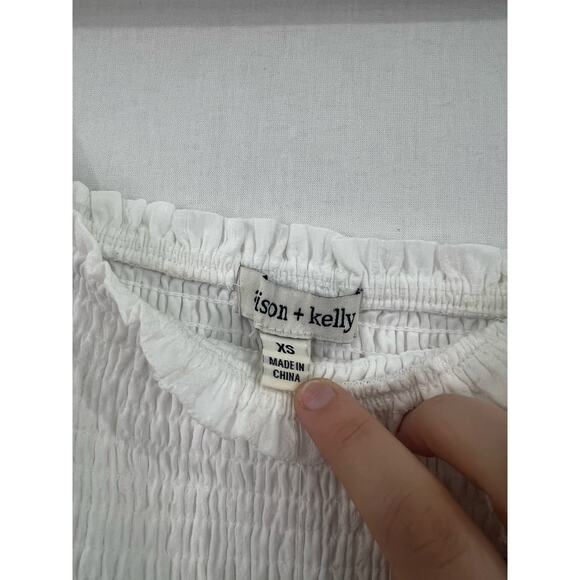 NEW Allison & Kelly White Seersucker Tiered Mini Dress XS Smocked Bodice Junior - Picture 8 of 8